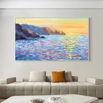  messer - Sonnenaufgang Ozean Coastal Meer Landschaft von Palettenmesser Strand Kunst Wand Dekoration Strand